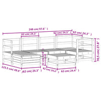vidaXL 7 pcs conjunto de sofás para jardim pinho maciço branco