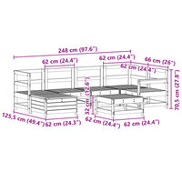 vidaXL 7 pcs conjunto de sofás para jardim pinho maciço branco