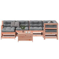 vidaXL 7 pcs conj. lounge jardim com almofadões madeira douglas maciça