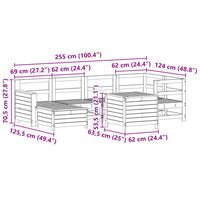vidaXL 7 pcs conjunto de sofás para jardim pinho maciço branco