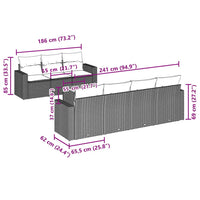 vidaXL 8 pcs conjunto sofás p/ jardim c/ almofadões vime PE cinzento