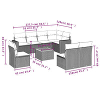 vidaXL 9 pcs conjunto sofás p/ jardim c/ almofadões vime PE cinzento
