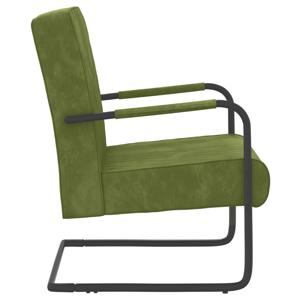 vidaXL Cadeira cantilever veludo verde-claro