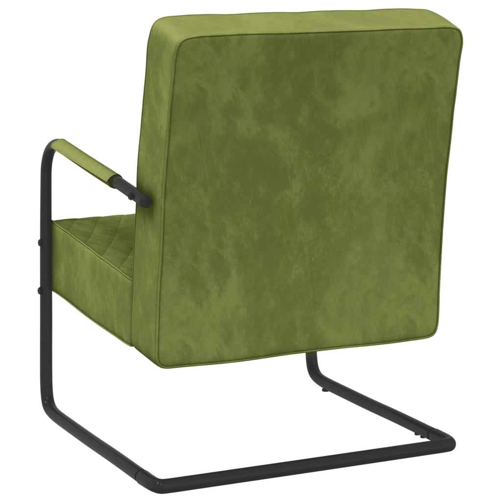 vidaXL Cadeira cantilever veludo verde-claro