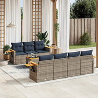 vidaXL 8 pcs conjunto sofás p/ jardim c/ almofadões vime PE cinzento