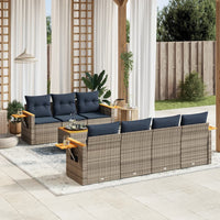 vidaXL 8 pcs conjunto sofás p/ jardim c/ almofadões vime PE cinzento