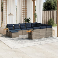 vidaXL 11 pcs conjunto sofás de jardim c/ almofadões vime PE cinzento