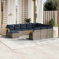 vidaXL 11 pcs conjunto sofás de jardim c/ almofadões vime PE cinzento