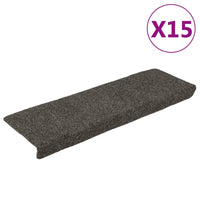 vidaXL Tapetes de escada autoadesivos 15 peças 65x21x4 cm creme com borda retangular