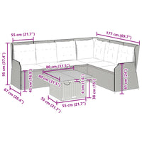 vidaXL 5 pcs conjunto lounge p/ jardim com almofadões vime PE bege