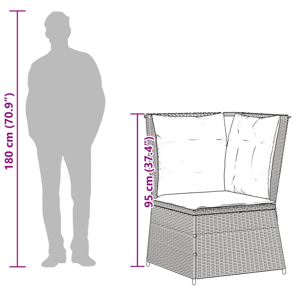 vidaXL 5 pcs conjunto lounge p/ jardim com almofadões vime PE bege