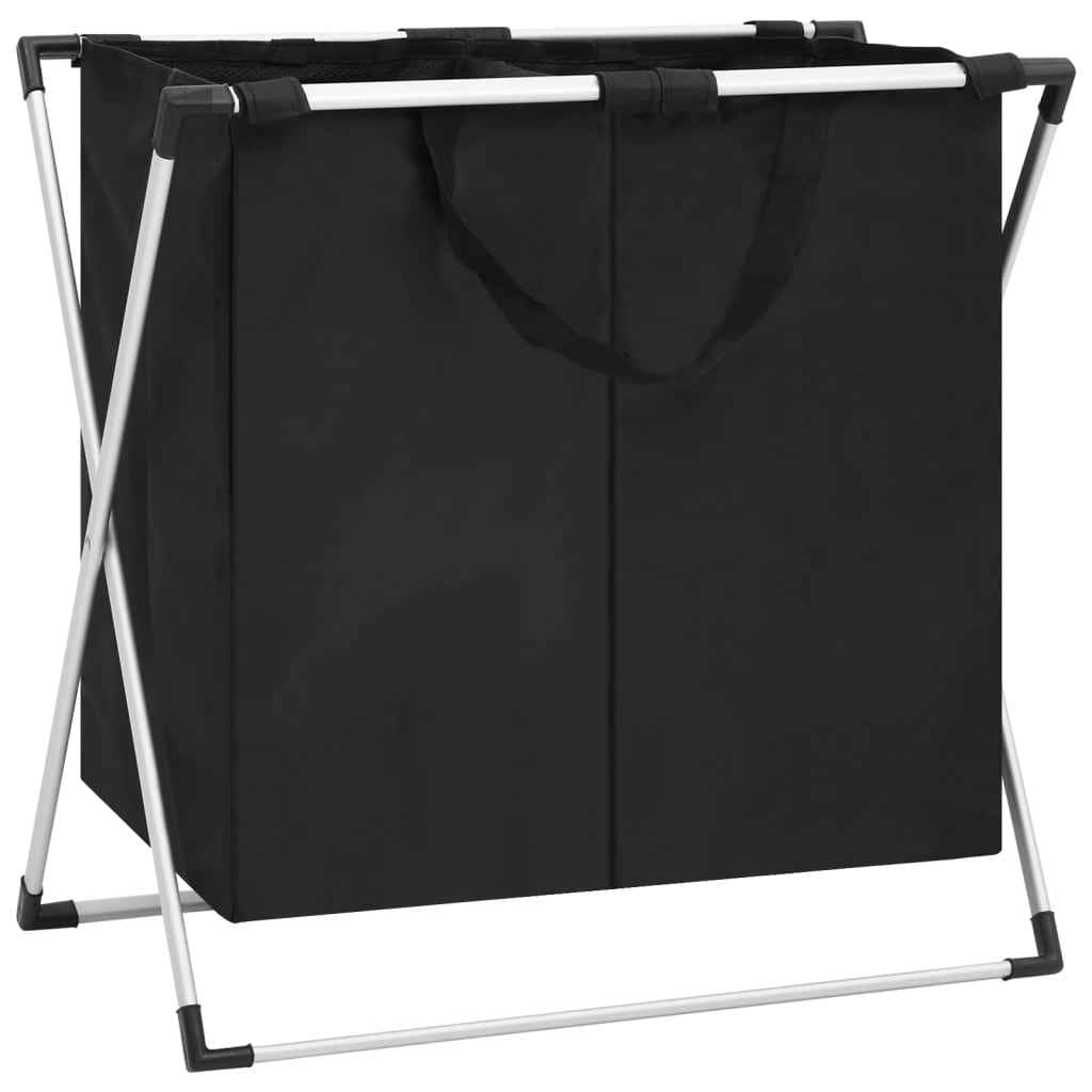 vidaXL Separador de roupa suja de 2 secções preto