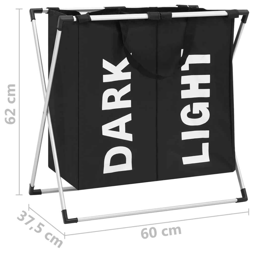 vidaXL Separador de roupa suja de 2 secções preto