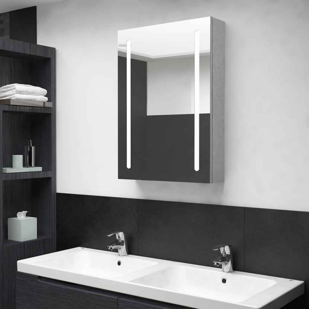 vidaXL Armário espelhado para casa de banho com LED 50x13x70 cm