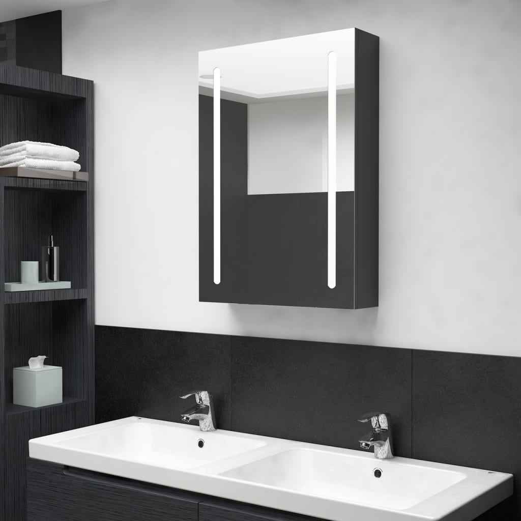 vidaXL Armário espelhado para casa de banho com LED 50x13x70 cm