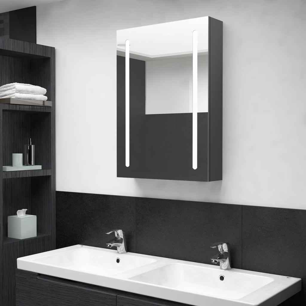 vidaXL Armário espelhado para casa de banho com LED 50x13x70 cm