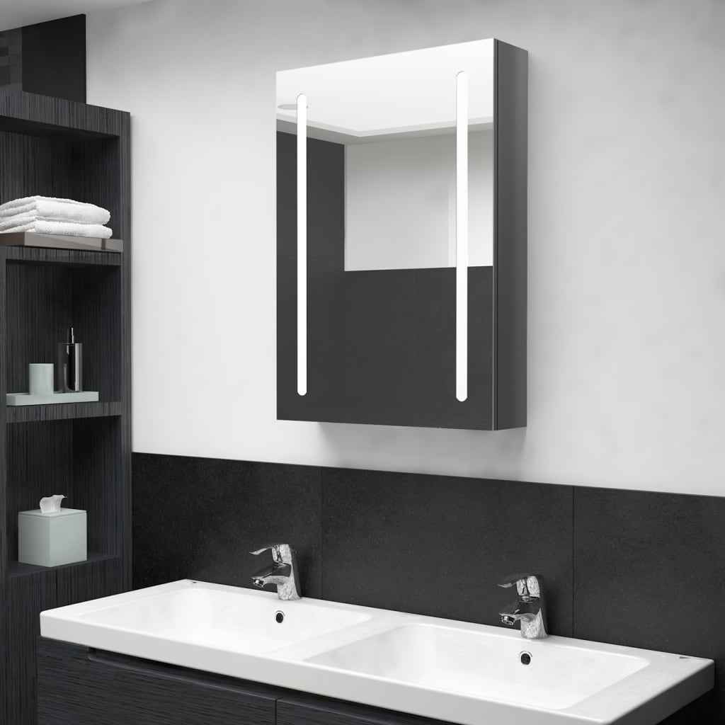 vidaXL Armário espelhado para casa de banho com LED 50x13x70 cm