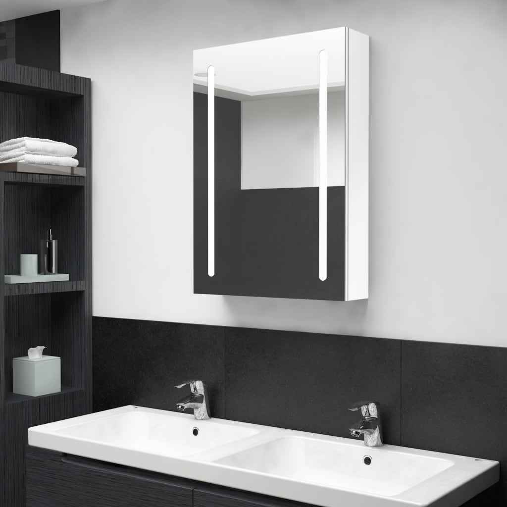 vidaXL Armário espelhado para casa de banho com LED 50x13x70 cm