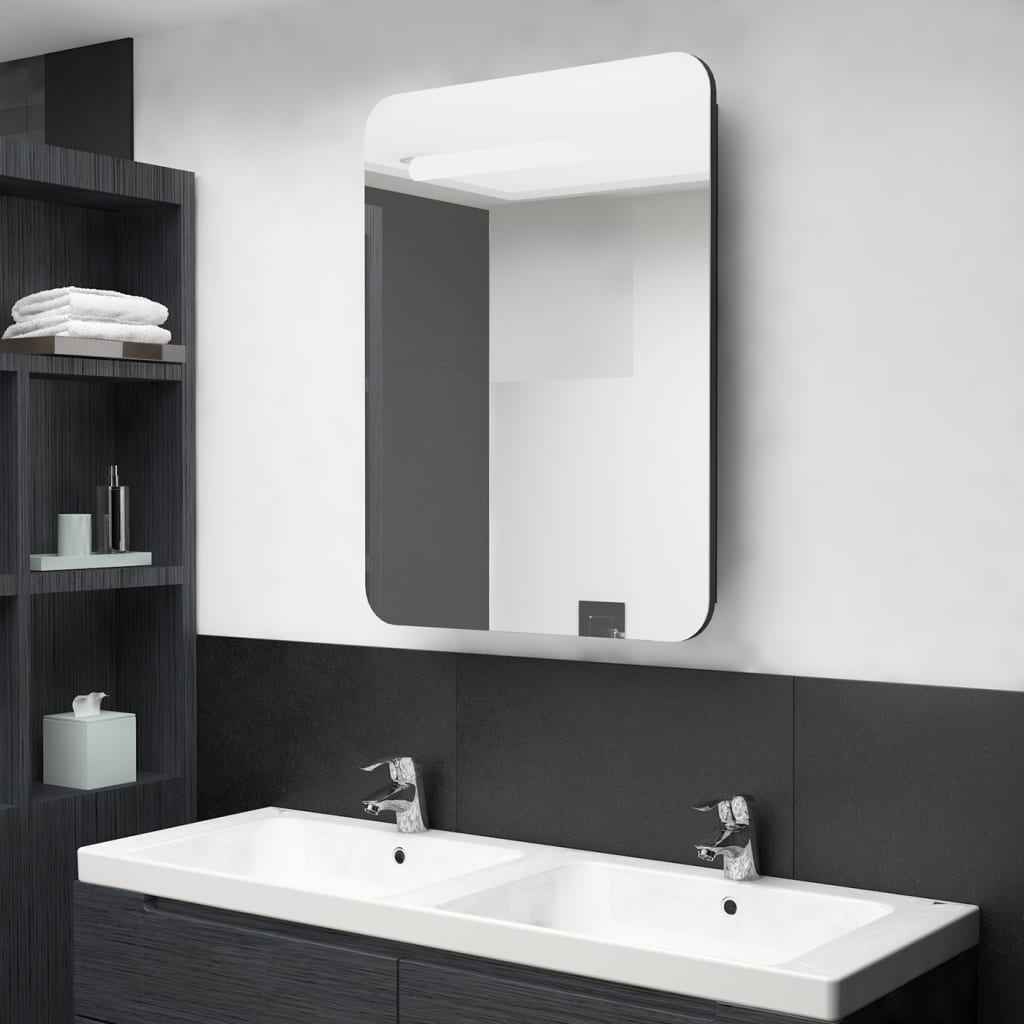 vidaXL Armário espelhado para casa de banho com LED 60x11x80 cm