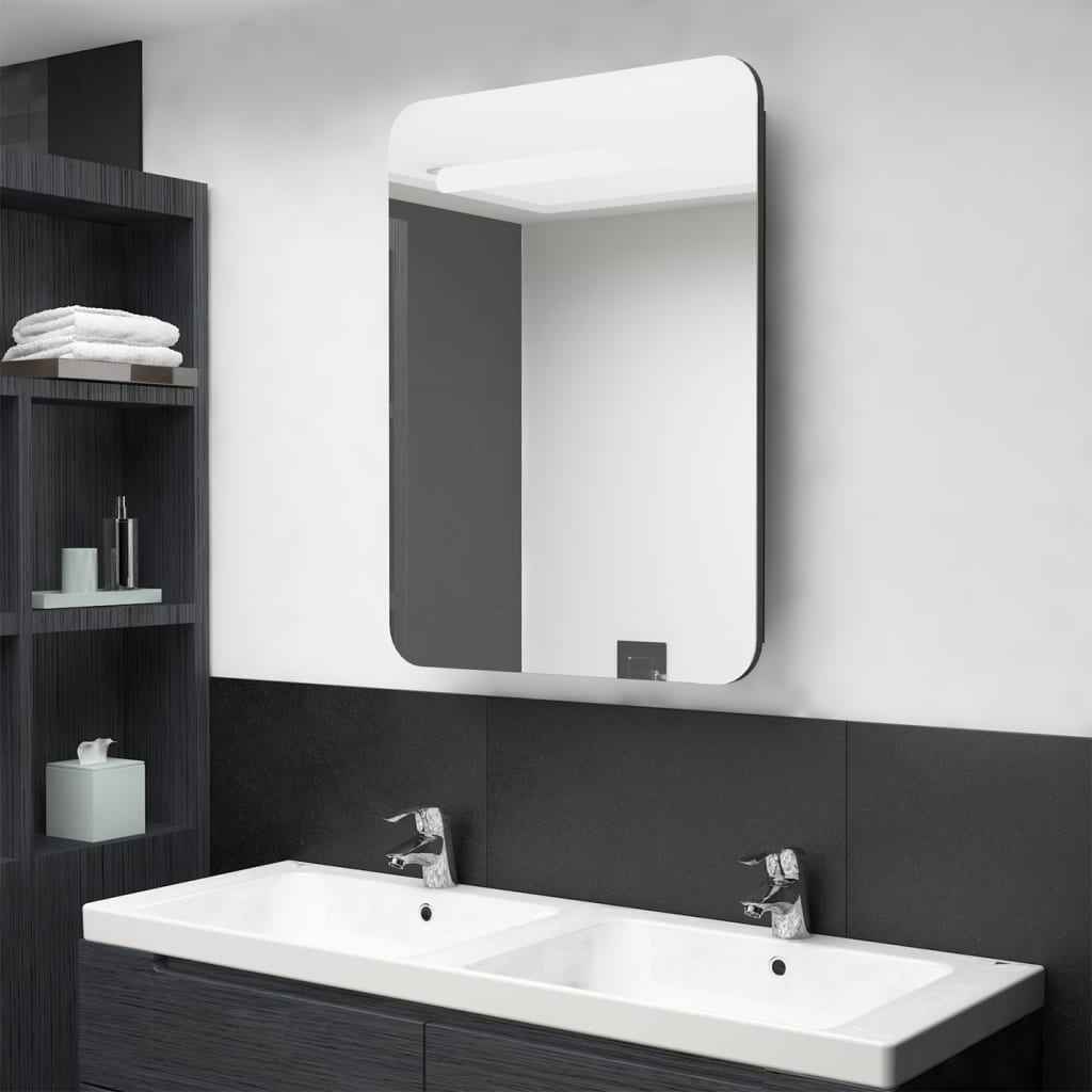 vidaXL Armário espelhado para casa de banho com LED 60x11x80 cm