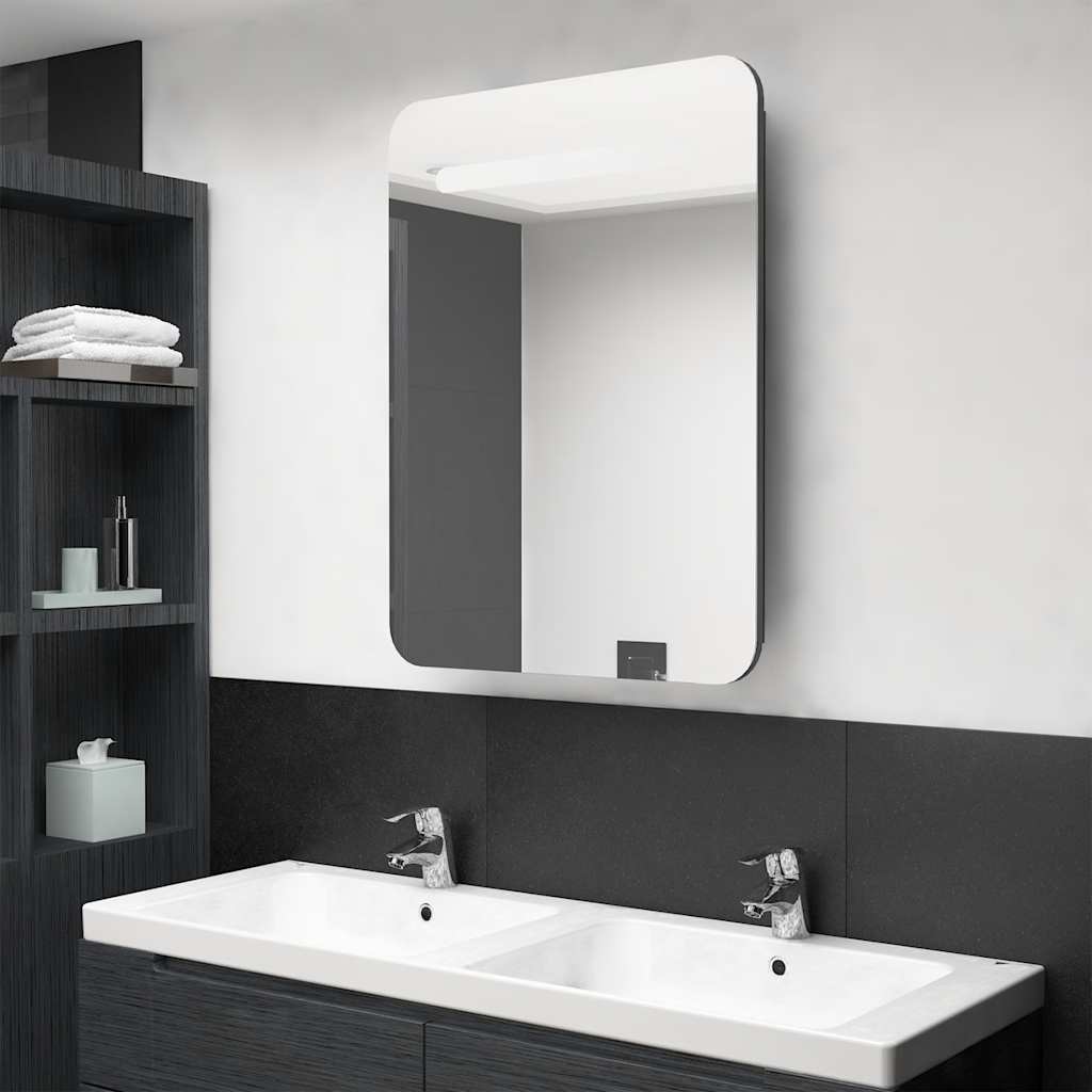 vidaXL Armário espelhado para casa de banho com LED 60x11x80 cm