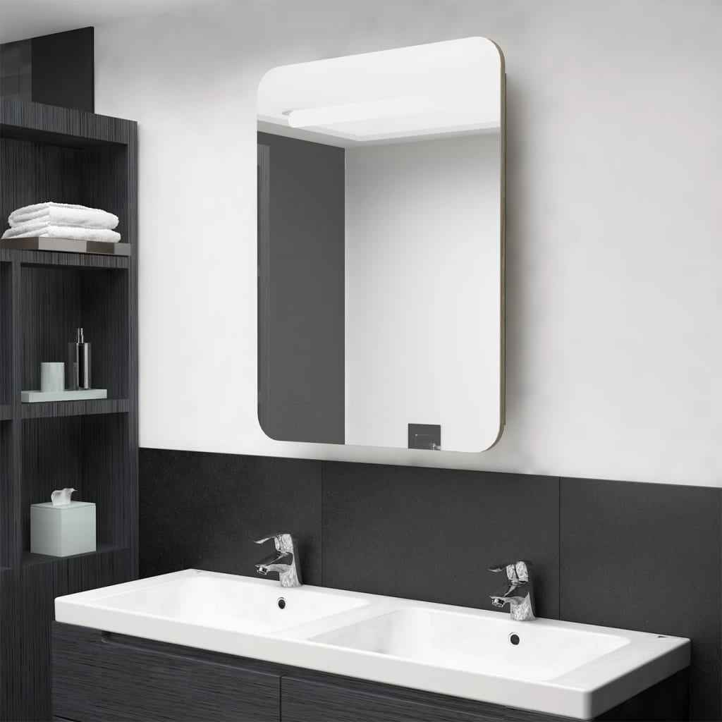 vidaXL Armário espelhado para casa de banho com LED 60x11x80 cm