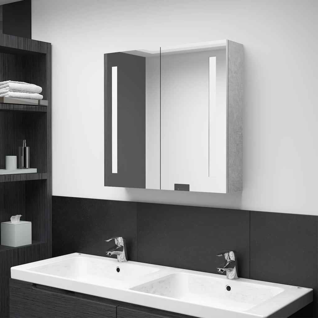 vidaXL Armário espelhado para casa de banho com LED 50x13x70 cm