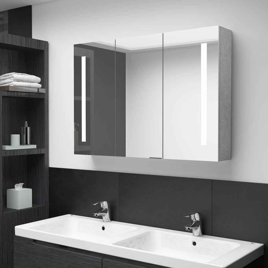 vidaXL Armário espelhado para casa de banho com LED 50x13x70 cm