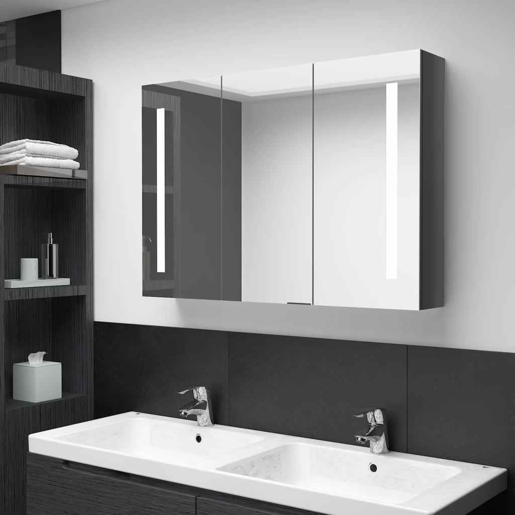 vidaXL Armário espelhado para casa de banho com LED 50x13x70 cm
