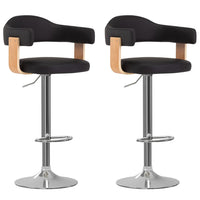 vidaXL Bancos de bar 2 pcs madeira curvada e couro artificial creme
