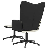 vidaXL Cadeira de descanso com banco PVC e veludo branco nata