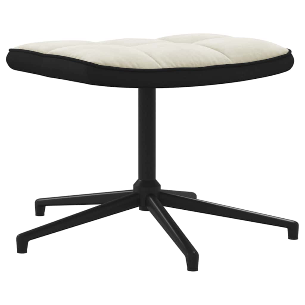 vidaXL Cadeira de descanso com banco PVC e veludo branco nata