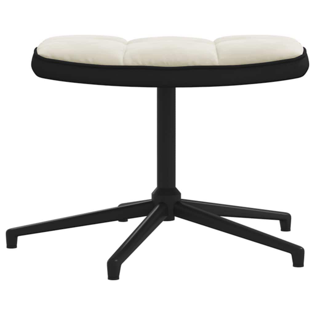 vidaXL Cadeira de descanso com banco PVC e veludo branco nata