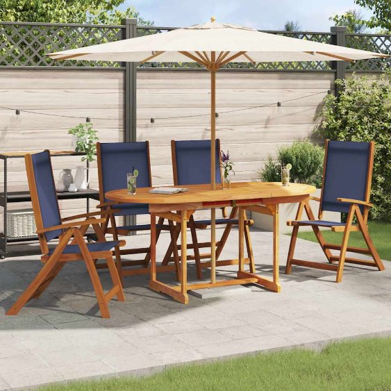 vidaXL Cadeiras de jardim dobráveis 4 pcs acácia maciça e textilene