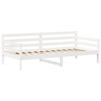 vidaXL Conj. sofá-cama e banco c/ telhado 80x200cm pinho maciço branco