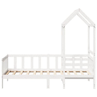 vidaXL Conj. sofá-cama e banco c/ telhado 80x200cm pinho maciço branco