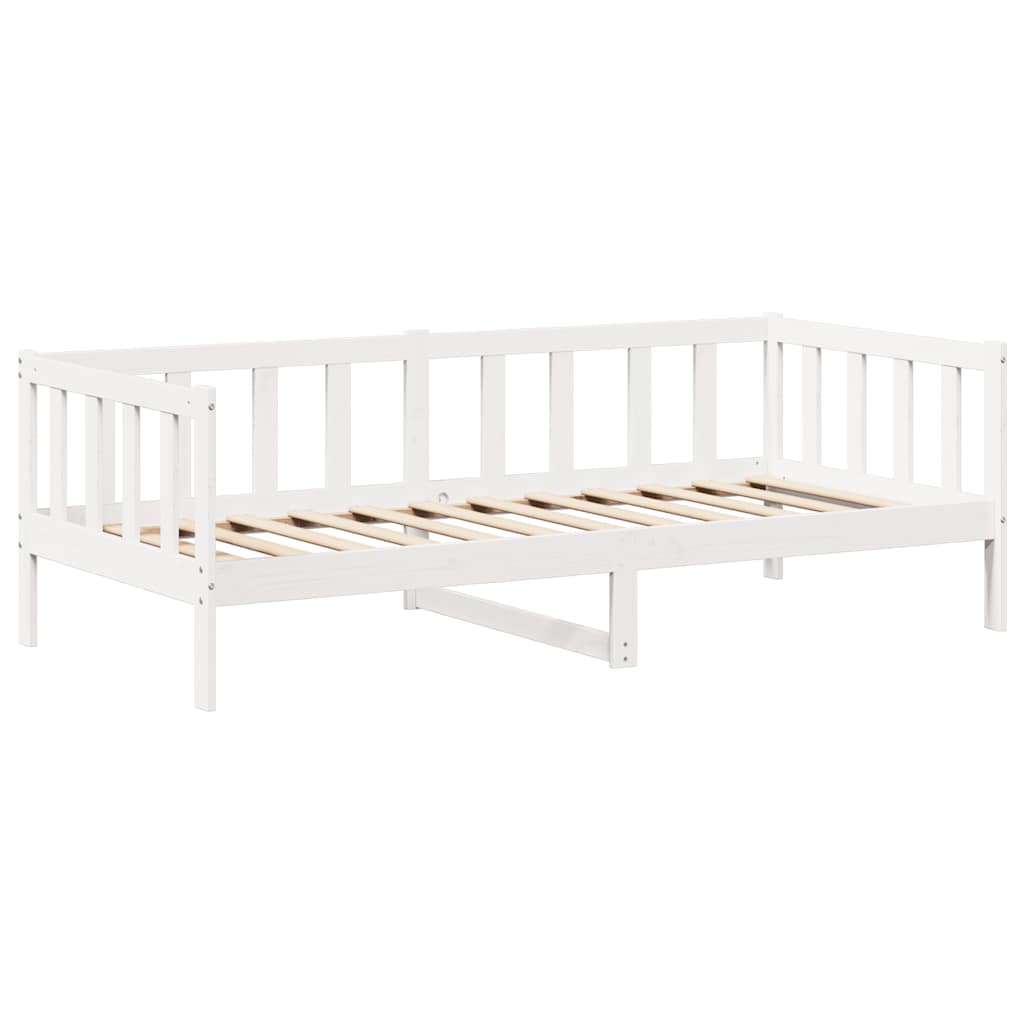 vidaXL Conj. sofá-cama e banco c/ telhado 80x200cm pinho maciço branco