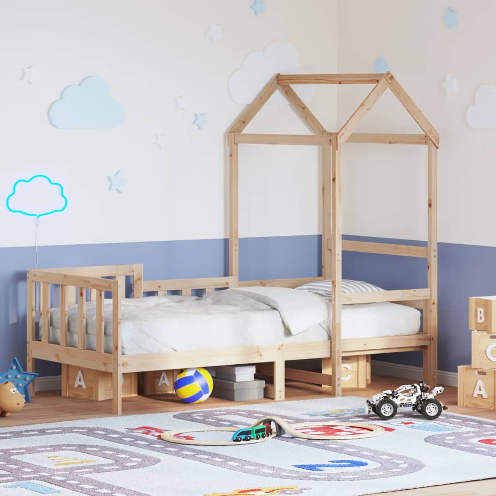 vidaXL Sofá-cama com telhado 90x200 cm madeira de pinho maciça