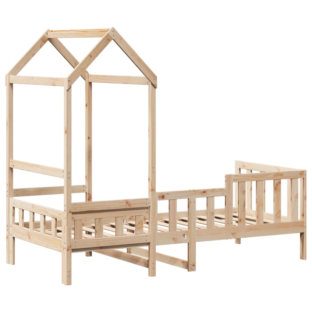 vidaXL Sofá-cama com telhado 90x200 cm madeira de pinho maciça