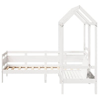 vidaXL Conj. sofá-cama e banco c/ telhado 80x200cm pinho maciço branco