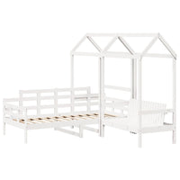 vidaXL Conj. sofá-cama e banco c/ telhado 80x200cm pinho maciço branco