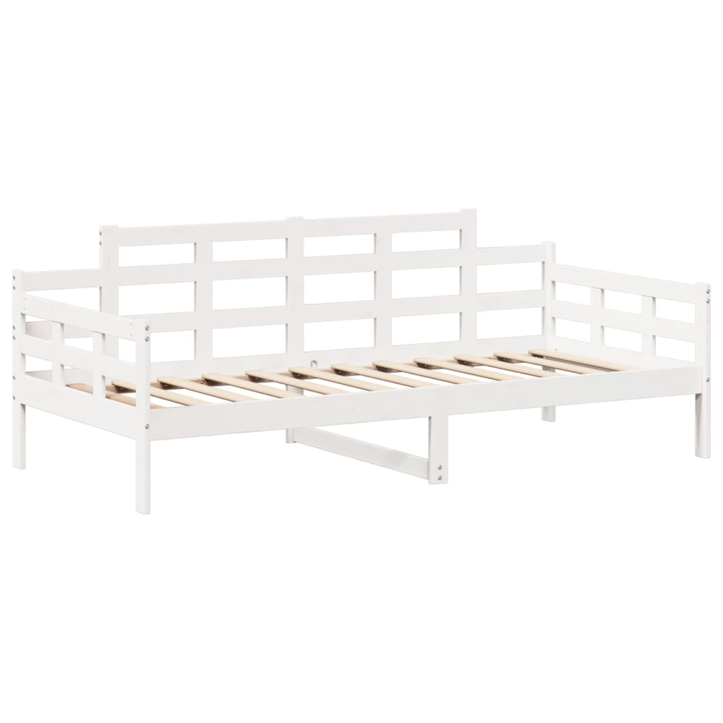vidaXL Conj. sofá-cama e banco c/ telhado 80x200cm pinho maciço branco