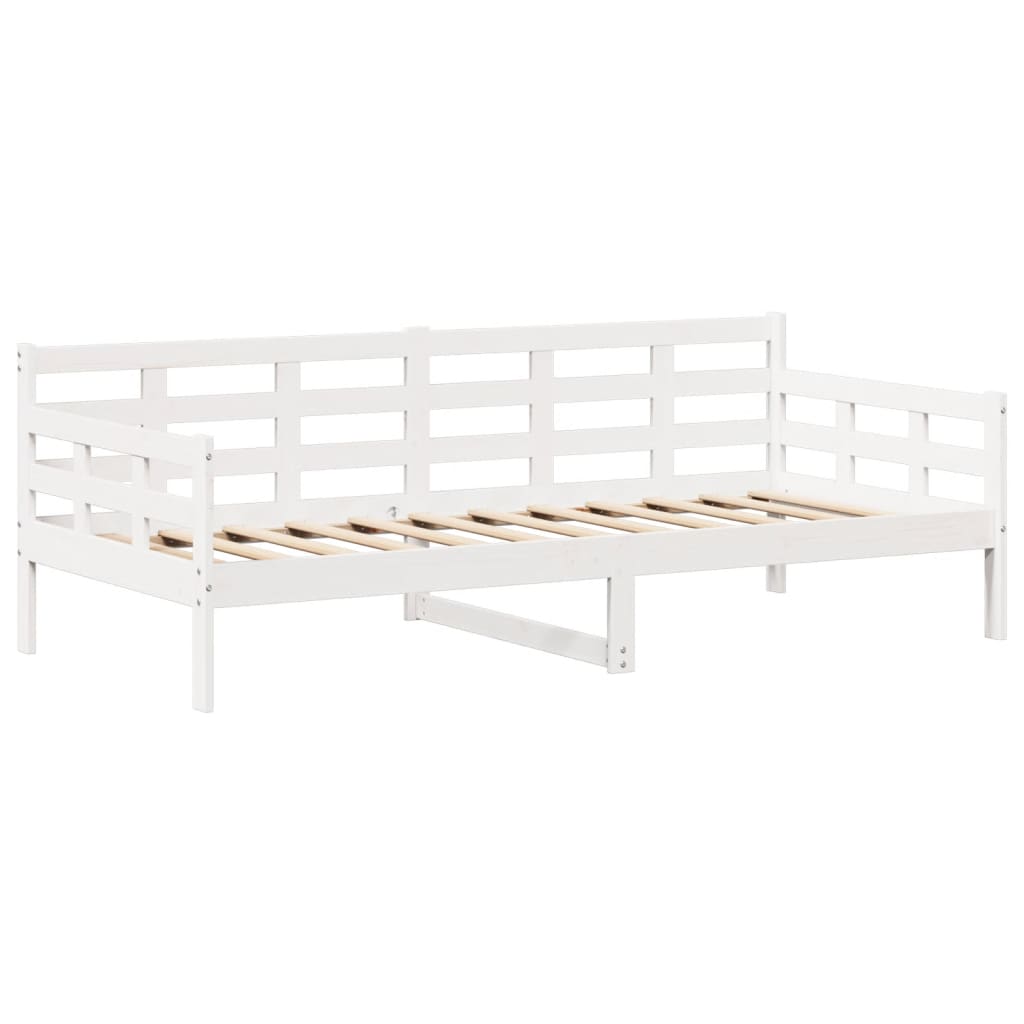 vidaXL Conj. sofá-cama e banco c/ telhado 80x200cm pinho maciço branco