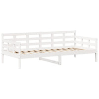vidaXL Conj. sofá-cama e banco c/ telhado 80x200cm pinho maciço branco
