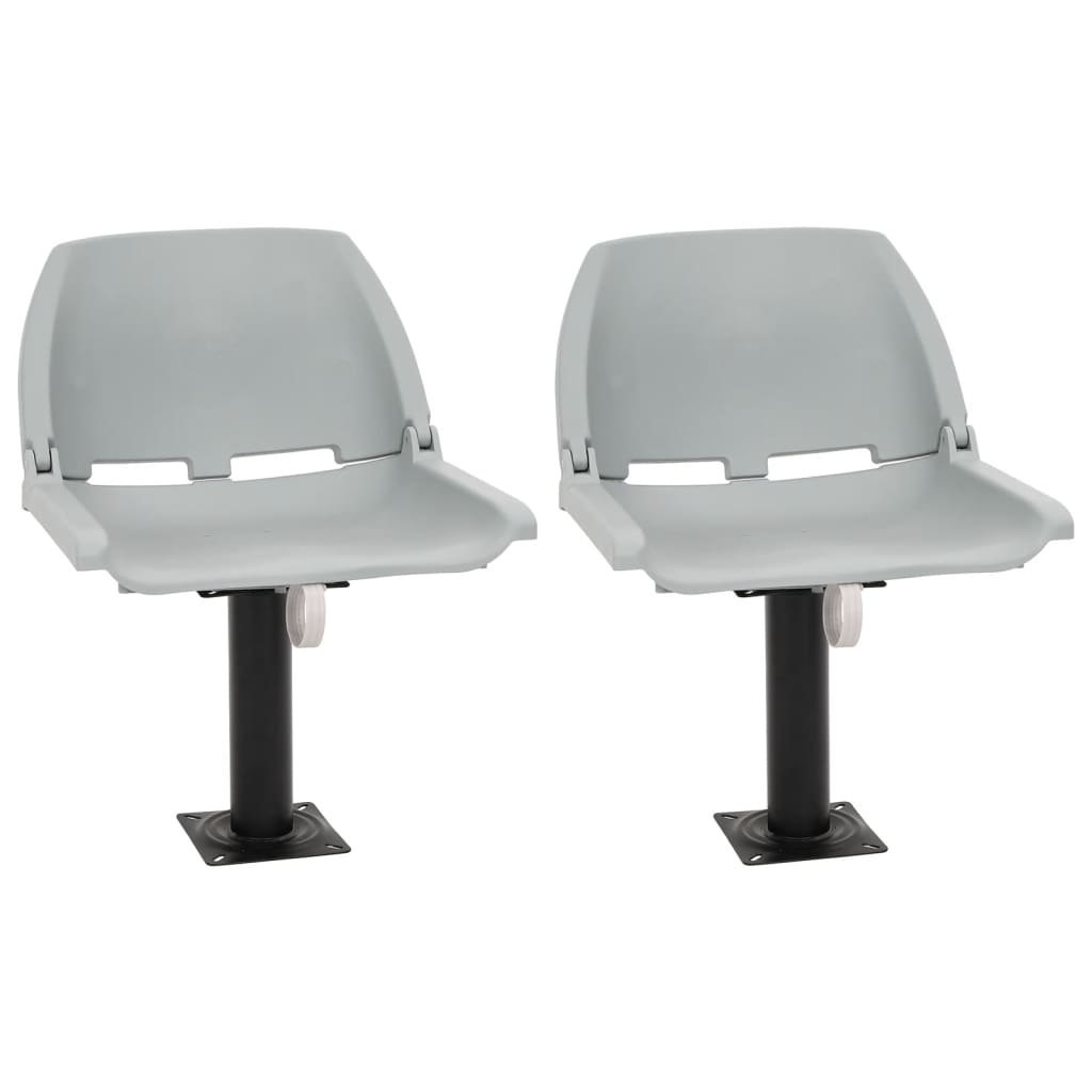 vidaXL Assentos de barco 2 pcs encosto dobrável 41x51x48 cm cinzento