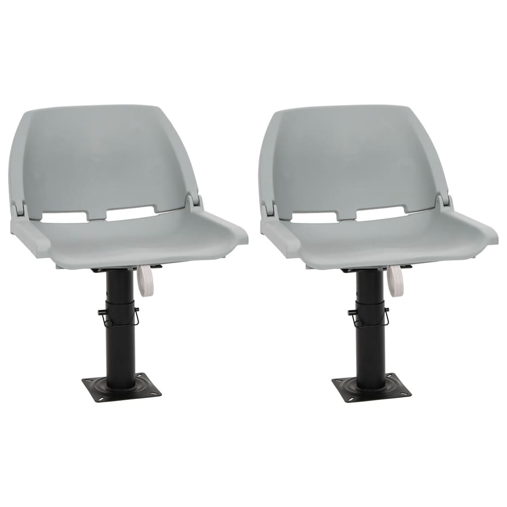 vidaXL Assentos de barco 2 pcs encosto dobrável 41x51x48 cm cinzento