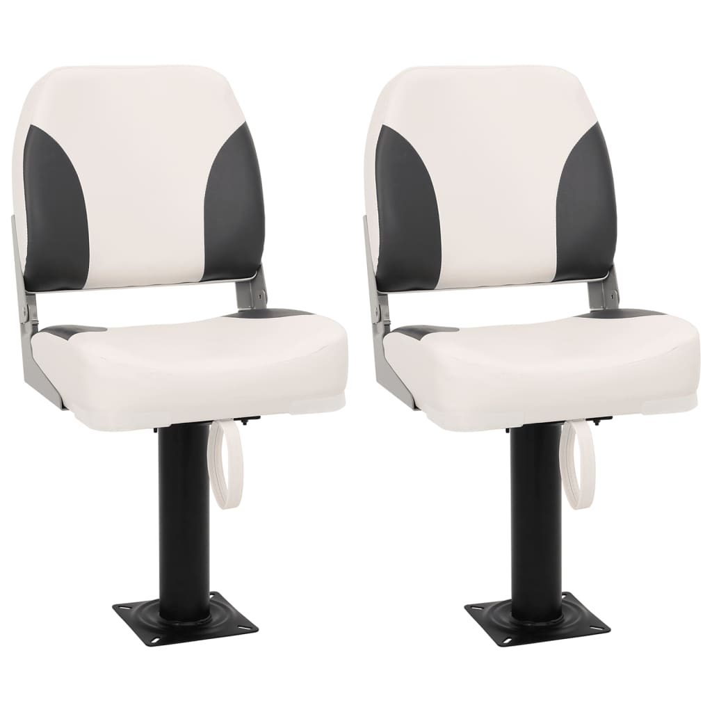 vidaXL Assentos barco 2 pcs encosto dobrável azul/branco 41x36x48 cm