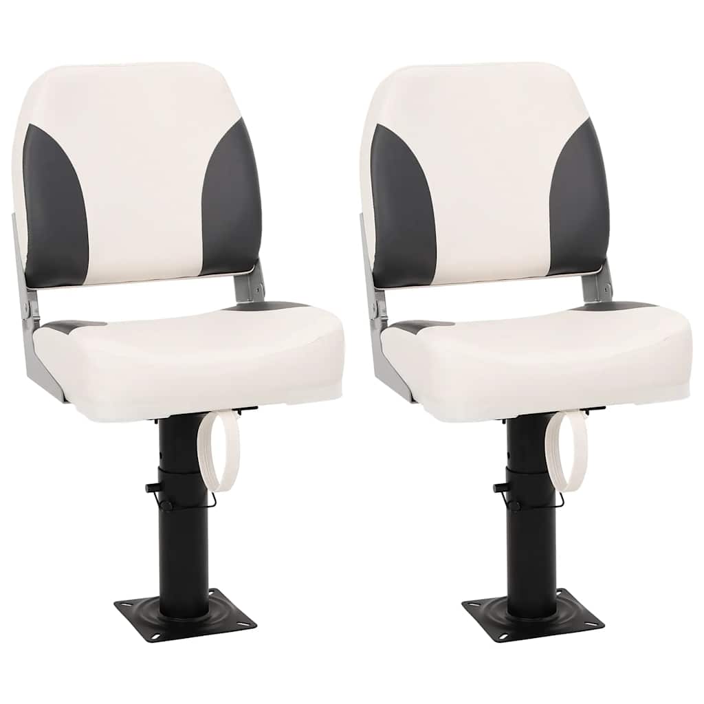 vidaXL Assentos barco 2 pcs encosto dobrável azul/branco 41x36x48 cm