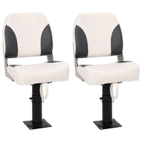 vidaXL Assentos barco 2 pcs encosto dobrável azul/branco 41x36x48 cm