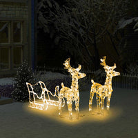 vidaXL Decoração de Natal renas/trenó 160 luzes LED 130 cm acrílico